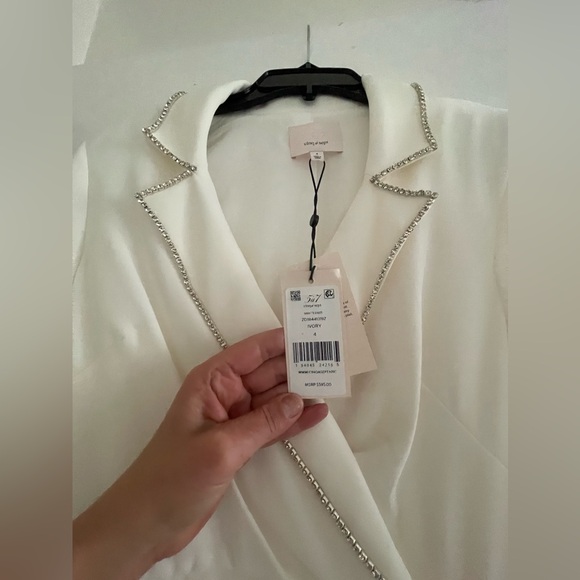 Cinq A Sept Ivory mini Dress Barette blazer Dress Size 4 rehearsal dinner dress - Picture 8 of 16